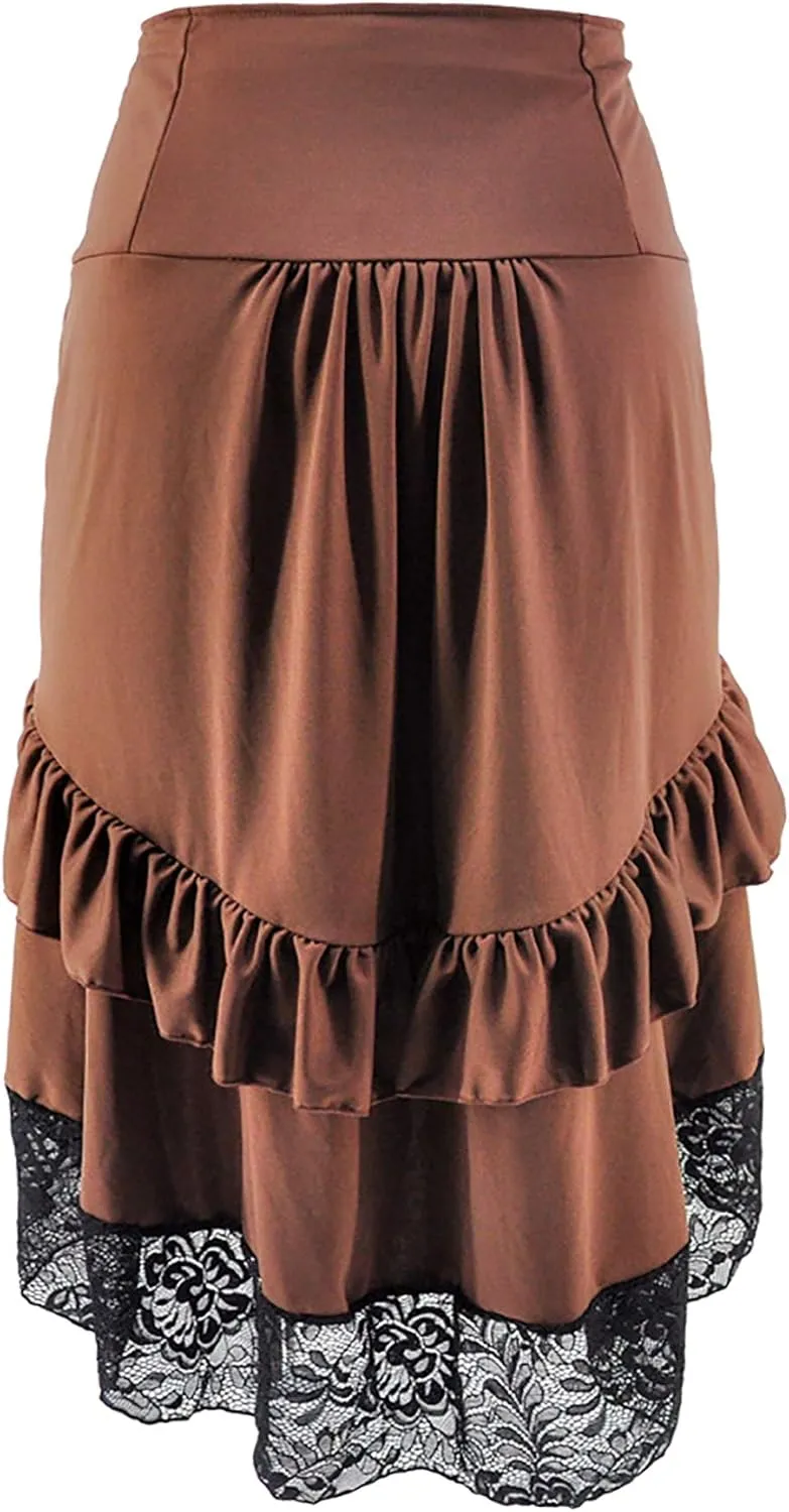 Alivila.Y Fashion Womens Gothic Steampunk Skirt Asymmetrical High Low Dress