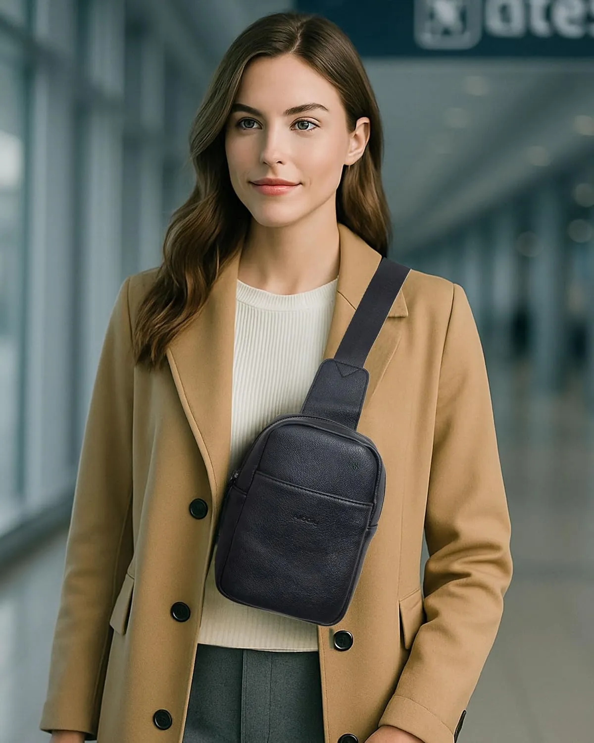 Alldaily Small Sling Bag for Women Crossbody Purse Leather Fashionable Trendy Chest Bag for Travel, Fanny Pack