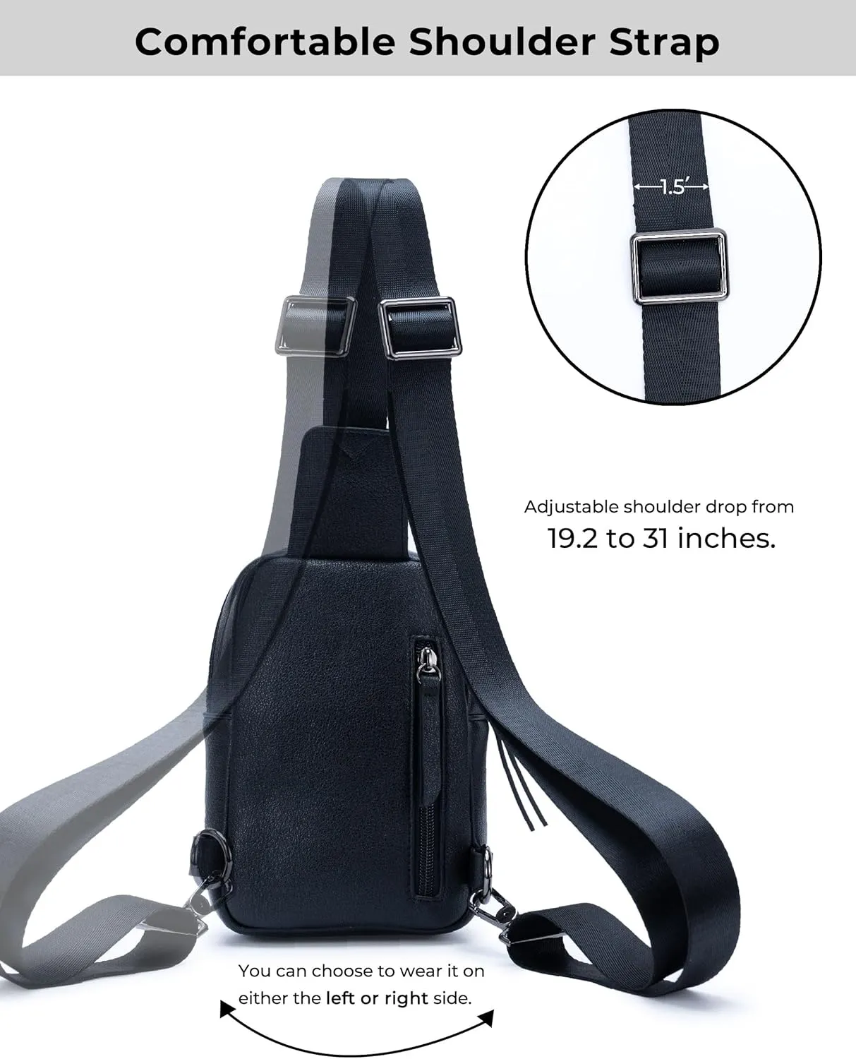 Alldaily Small Sling Bag for Women Crossbody Purse Leather Fashionable Trendy Chest Bag for Travel, Fanny Pack