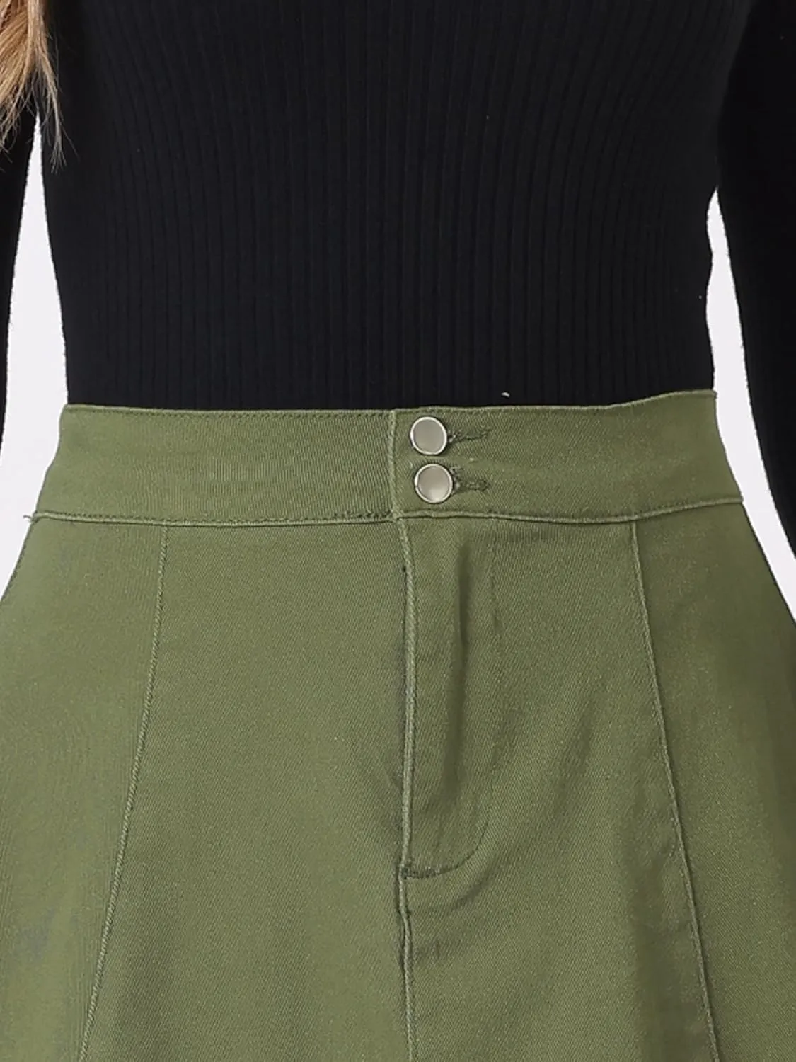 Allegra K Women's High Waisted A-Line Flared Casual Denim Skirt