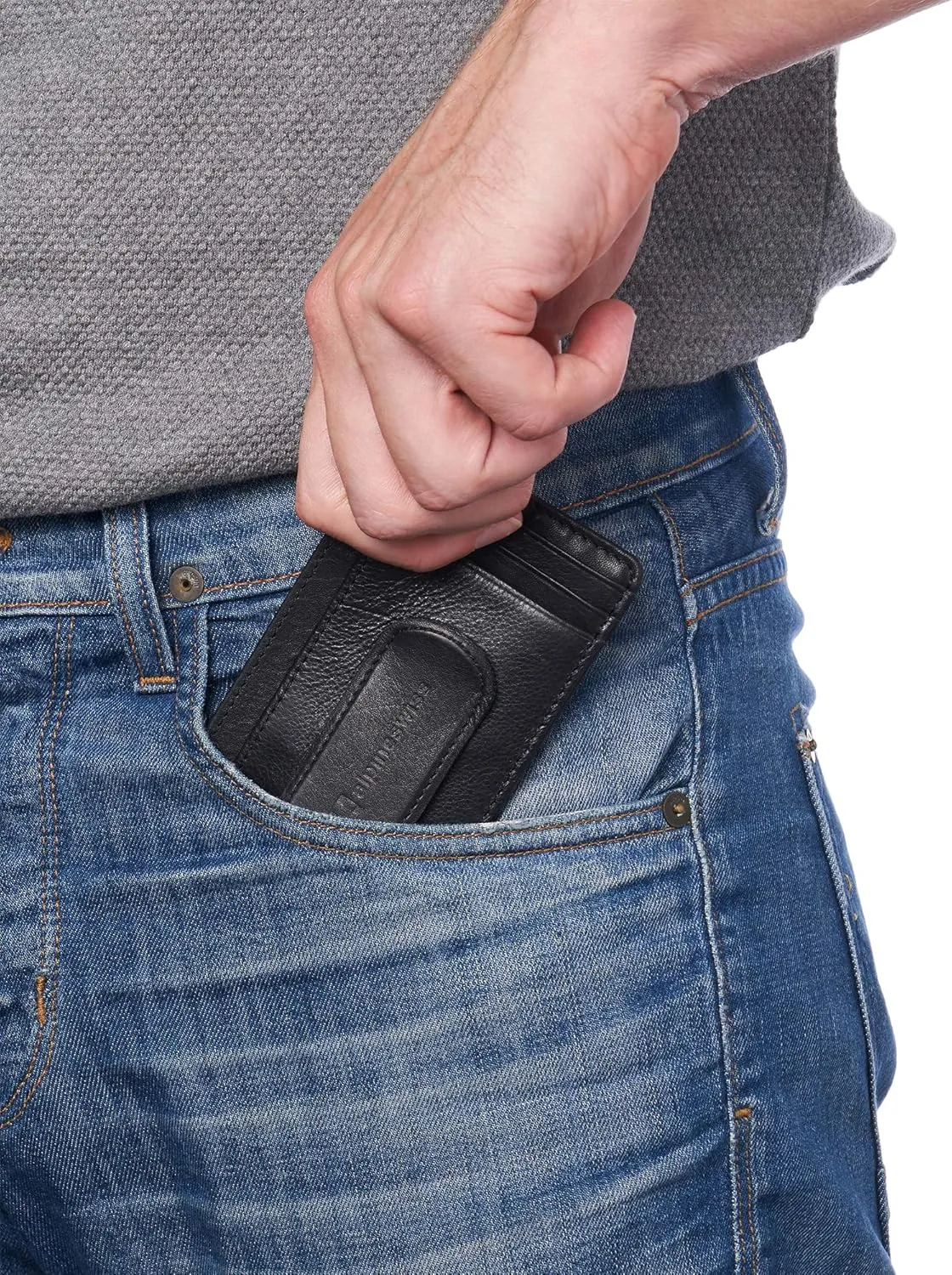 Alpine Swiss RFID Dermot Money Clip Front Pocket Wallet For Men Leather Comes in a Gift Box
