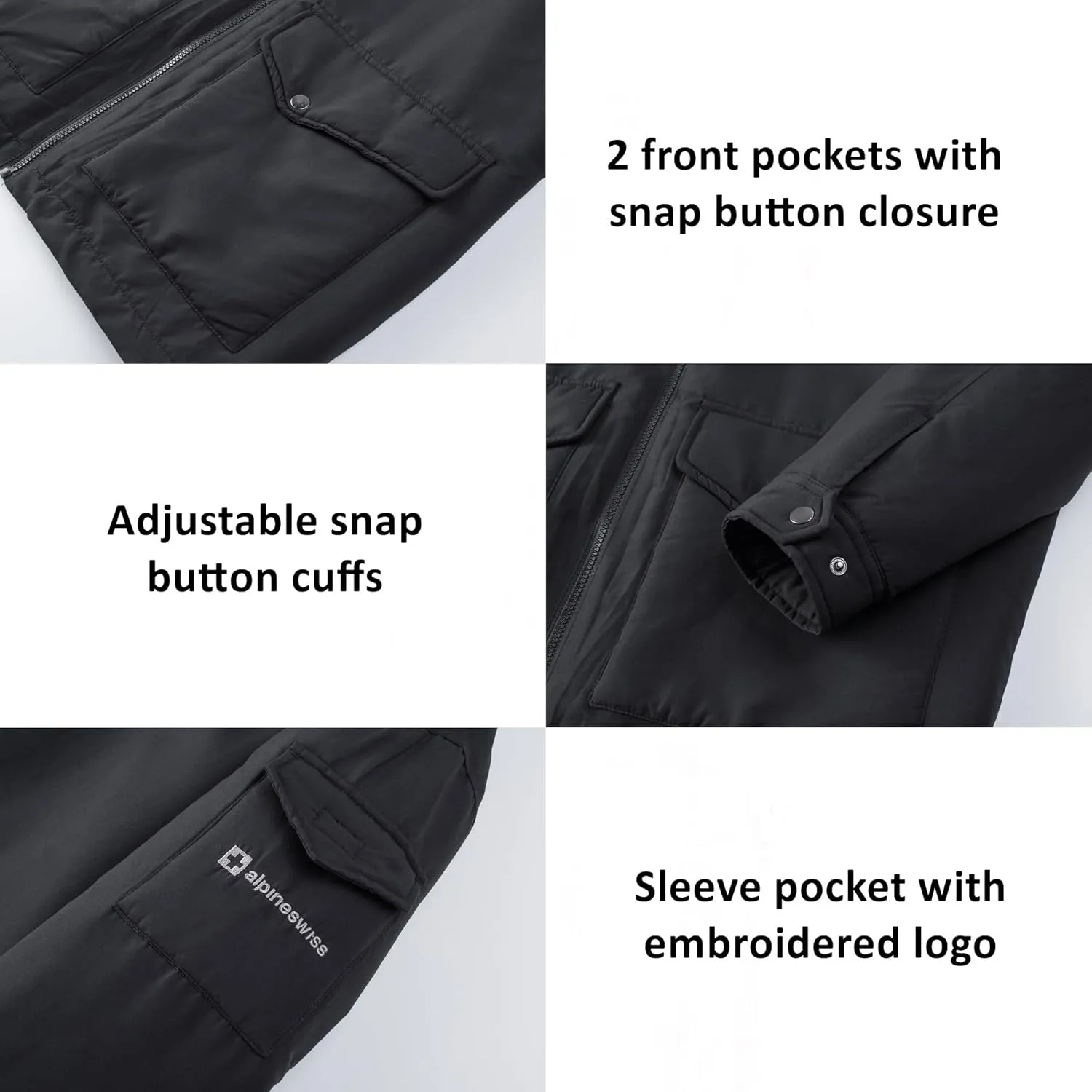 Alpine Swiss Shane Mens Sherpa Lined Parka Hooded Winter Coat Cargo Utility Jacket