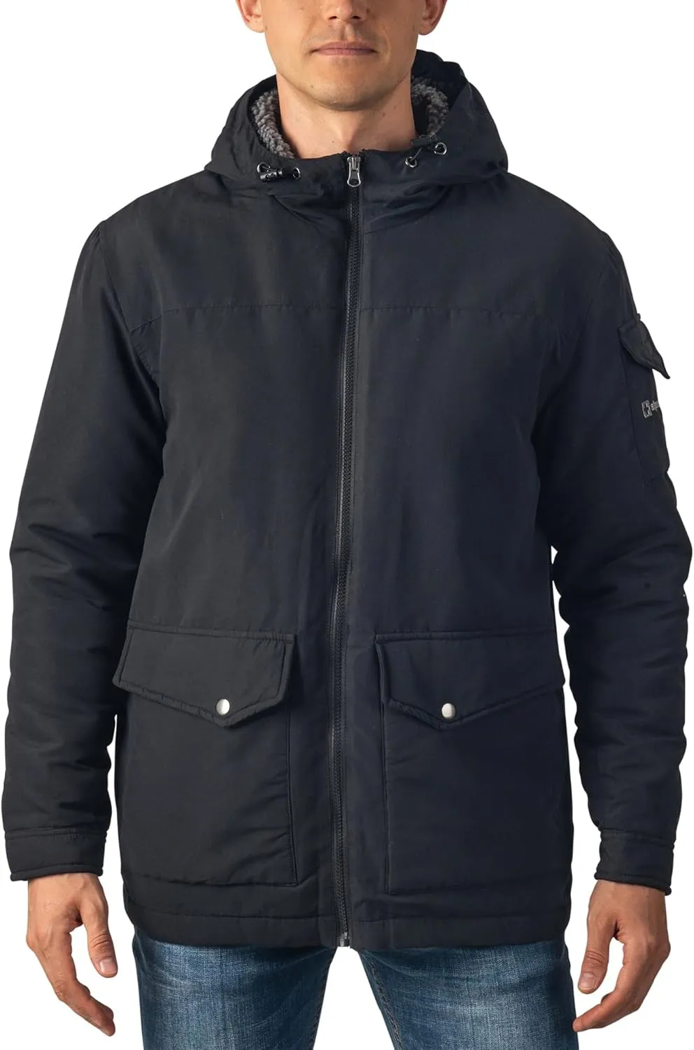 Alpine Swiss Shane Mens Sherpa Lined Parka Hooded Winter Coat Cargo Utility Jacket