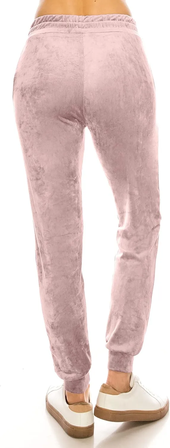 ALWAYS Women's Velvet Velour Joggers - Basic Premium Soft Stretch Warm Winter Sweatpants