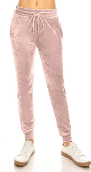 ALWAYS Women's Velvet Velour Joggers - Basic Premium Soft Stretch Warm Winter Sweatpants