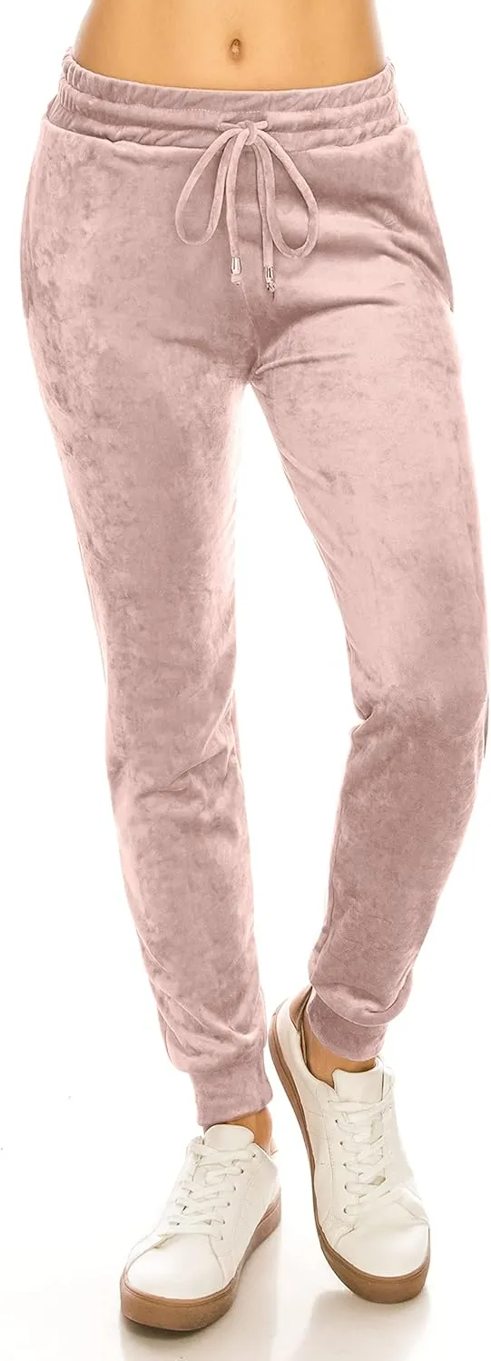 ALWAYS Women's Velvet Velour Joggers - Basic Premium Soft Stretch Warm Winter Sweatpants