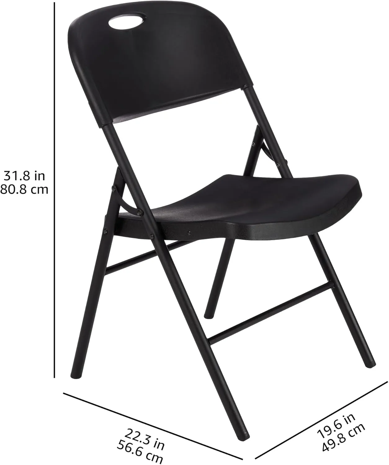 Amazon Basics Sturdy Foldable Plastic Chair, Portable, 350-Pound Capacity, Black, 6-Pack
