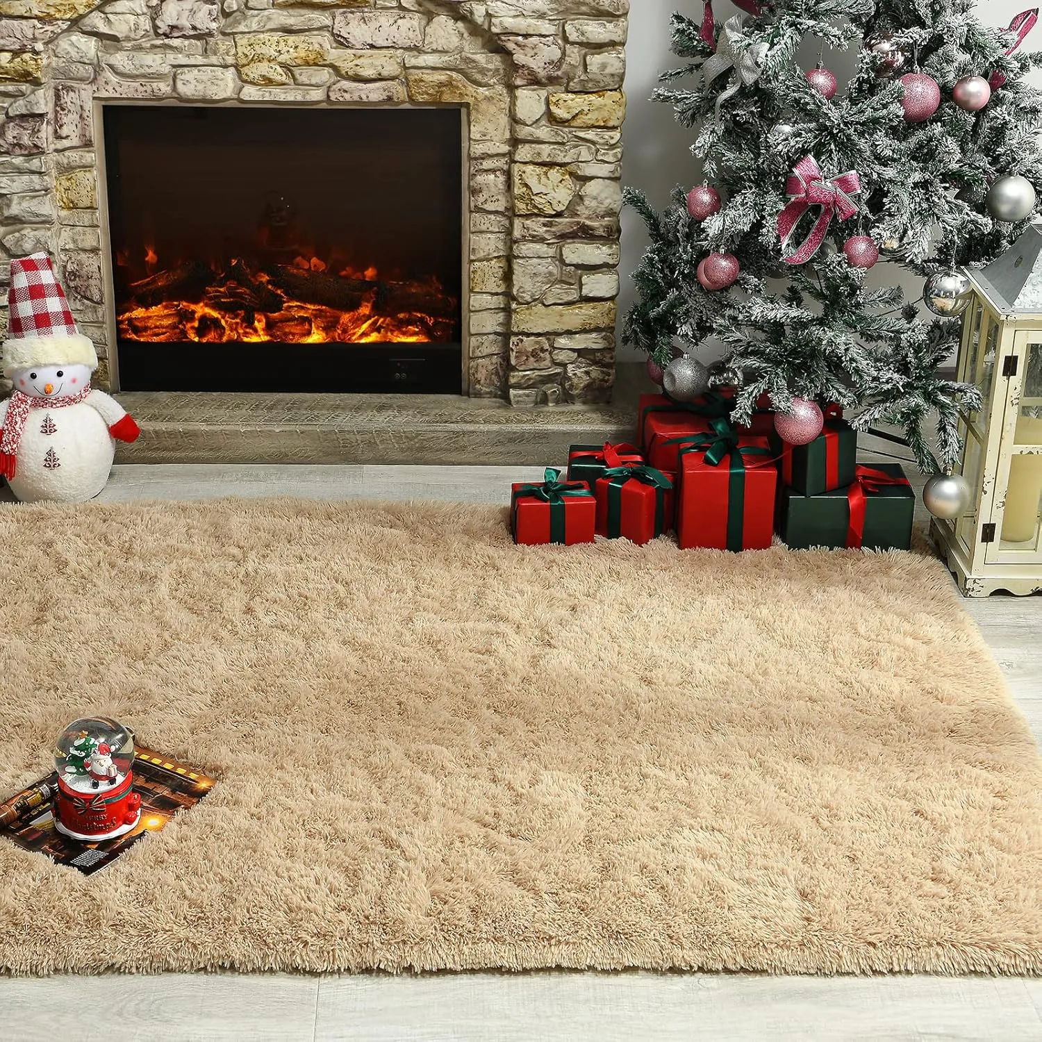Andecor Soft Fluffy Bedroom Rugs, 4 x 6 Feet Indoor Shaggy Plush Area Rug for Boys Girls Kids Baby College Dorm Living Room Home Decor Floor Carpet, Camel