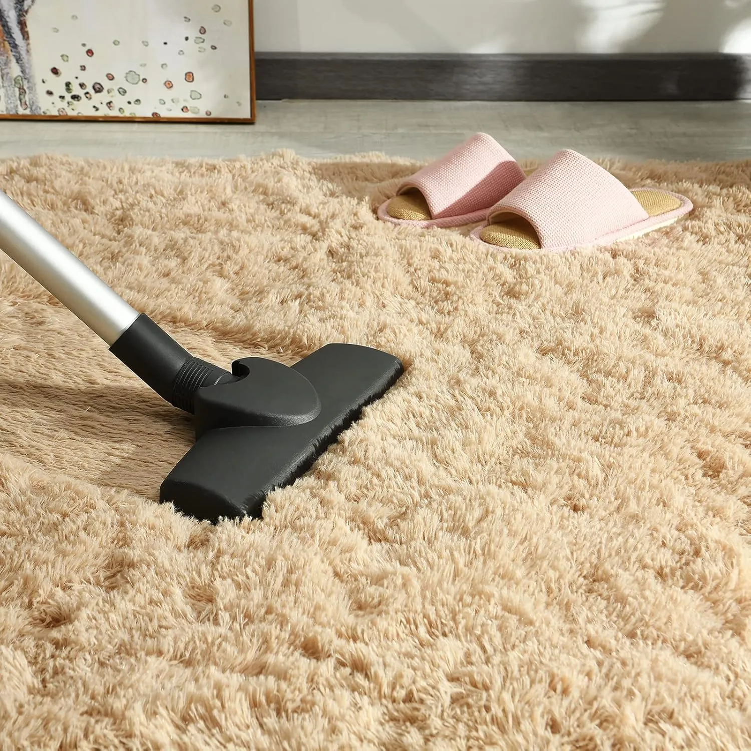Andecor Soft Fluffy Bedroom Rugs, 4 x 6 Feet Indoor Shaggy Plush Area Rug for Boys Girls Kids Baby College Dorm Living Room Home Decor Floor Carpet, Camel