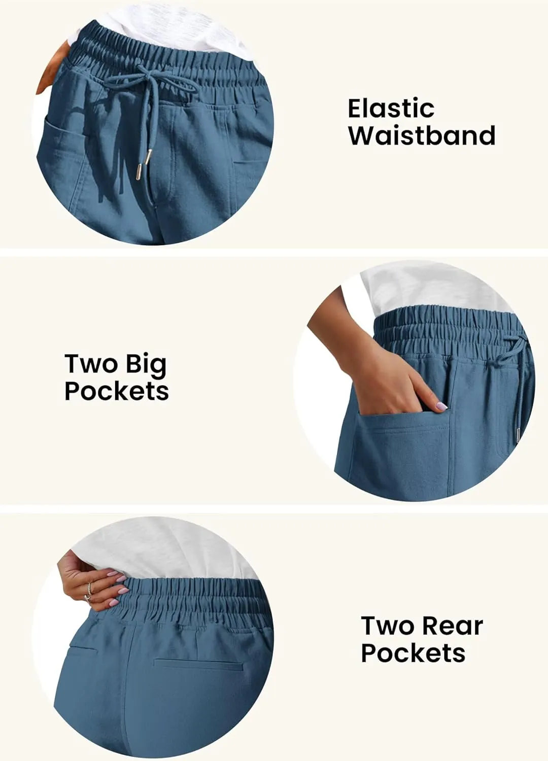 ANFTFH Womens Casual Shorts Summer Drawstring Elastic Waist Comfy Shorts with Pockets