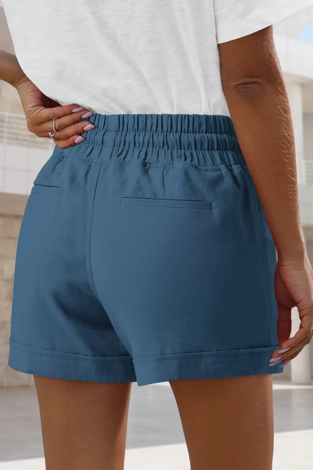 ANFTFH Womens Casual Shorts Summer Drawstring Elastic Waist Comfy Shorts with Pockets