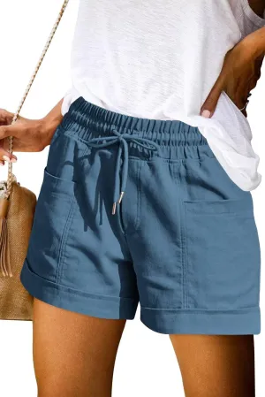 ANFTFH Womens Casual Shorts Summer Drawstring Elastic Waist Comfy Shorts with Pockets