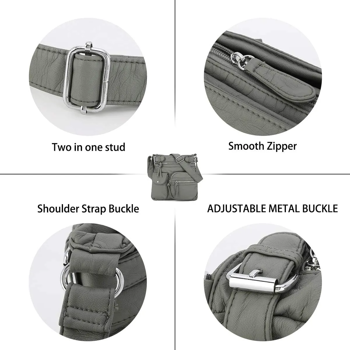 Angel Kiss Crossbody Bags for Women Washed Leather Shoulder Bags Multi Pocket Soft Hobo Purses and Medium Handbags