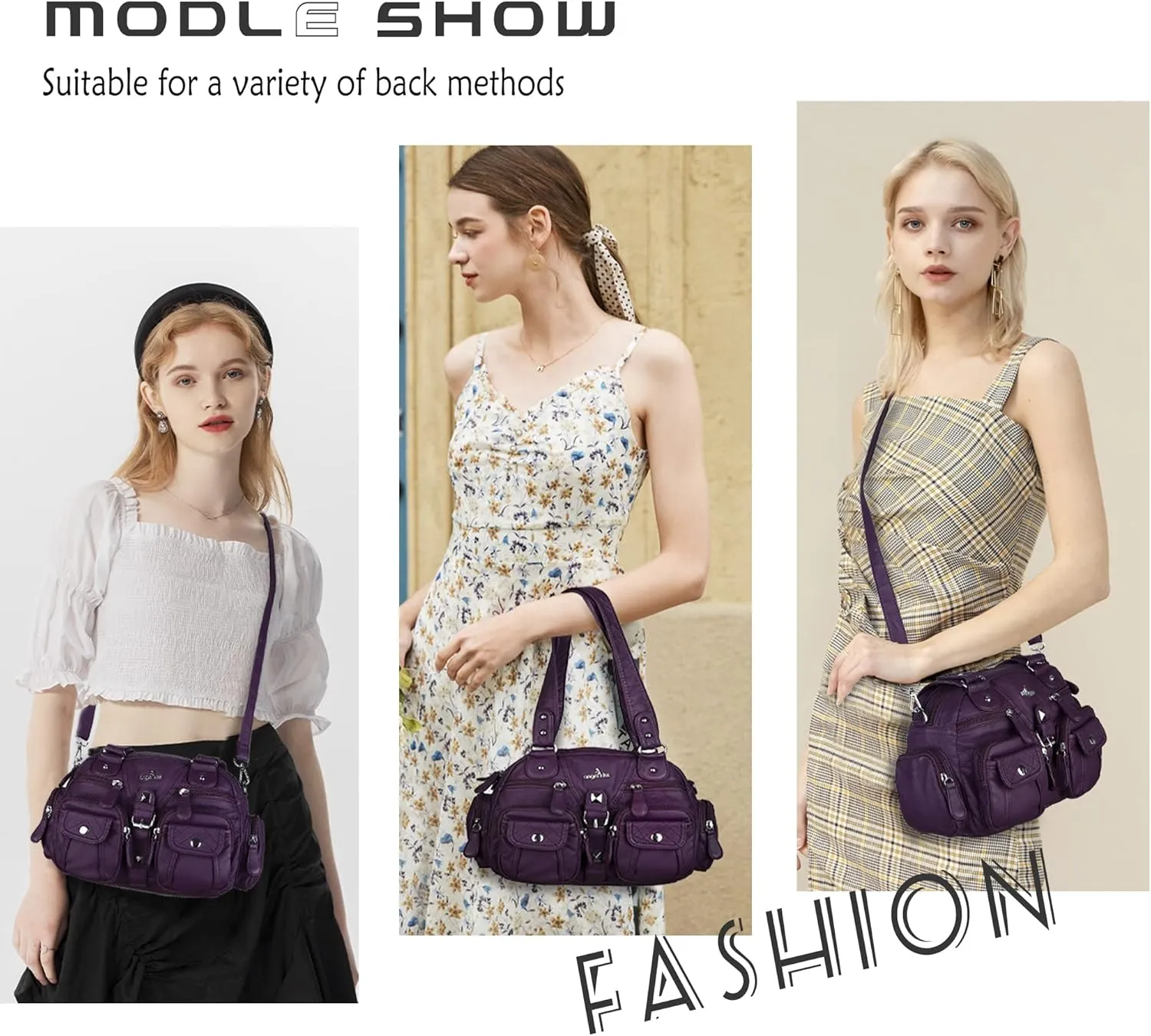 Angel Kiss Hobo Crossbody Purses for Women Shoulder Bag Multipocket Soft Hobo Purses Removable Strap Leather Handbags