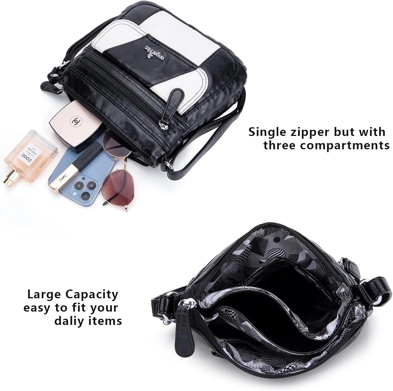 Angelkiss Small Womens Crossbody Bag Leather Shoulder Purse for Women Hobo Bag with Adjustable Shoulder Strap