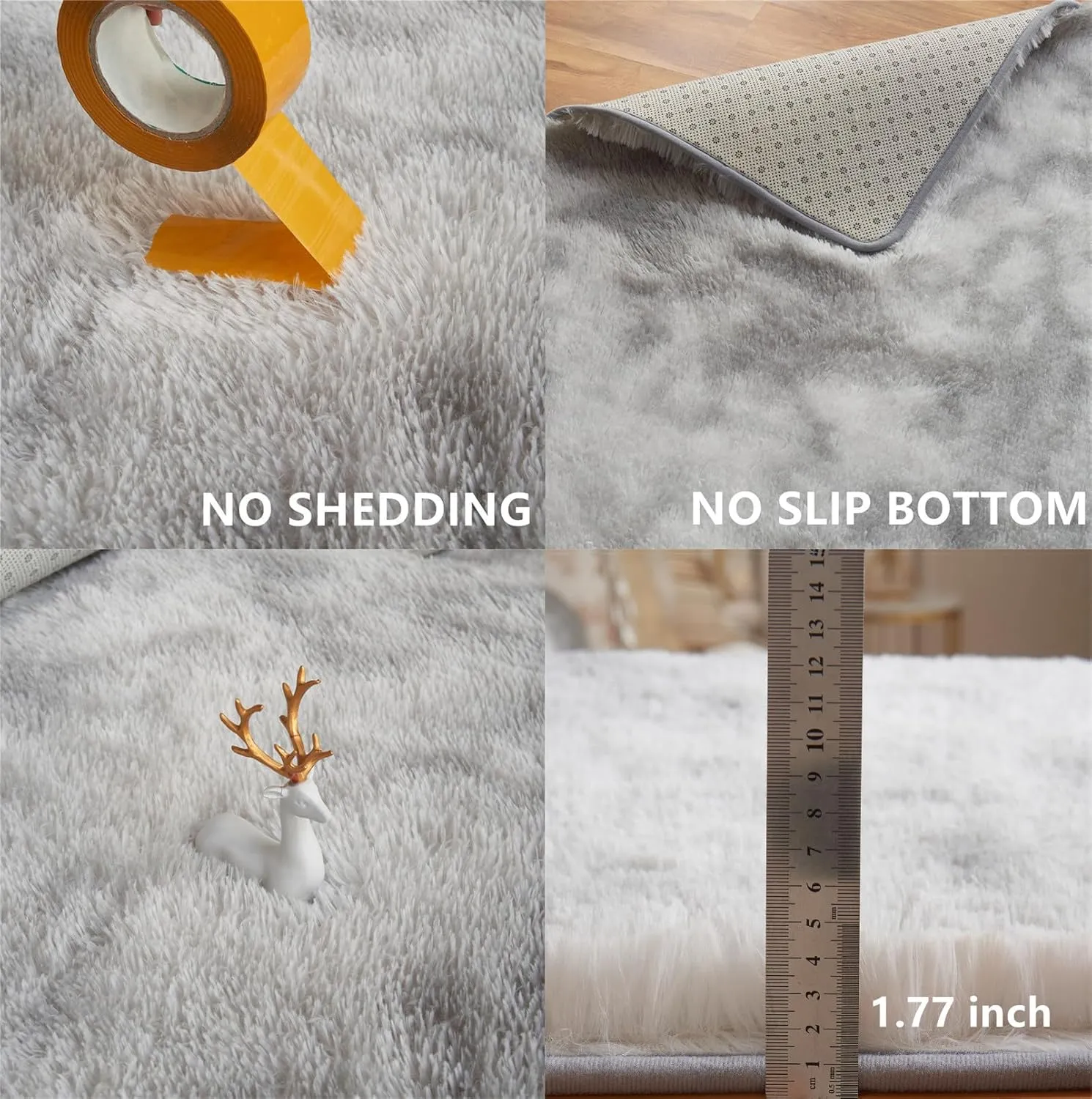 Arbosofe Area Rugs Shaggy Rugs Fluffy Carpets, 8x10 Feet Dyed Light Grey, Modern Plush Carpets for Living Room Bedroom for Kids Girls and Boys, Playroom, and Nursery Room Home Decor
