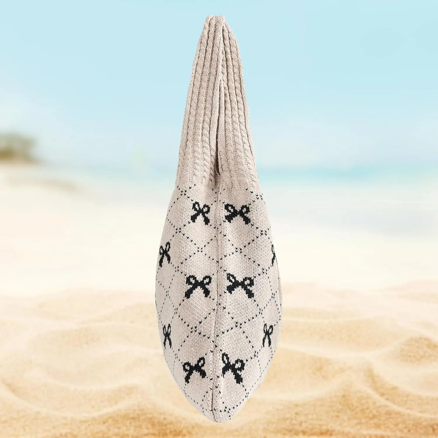 Aroghehiz Beach Bags for Women Crochet Tote Bag Summer Vacation Aesthetic Tote Knit Bag