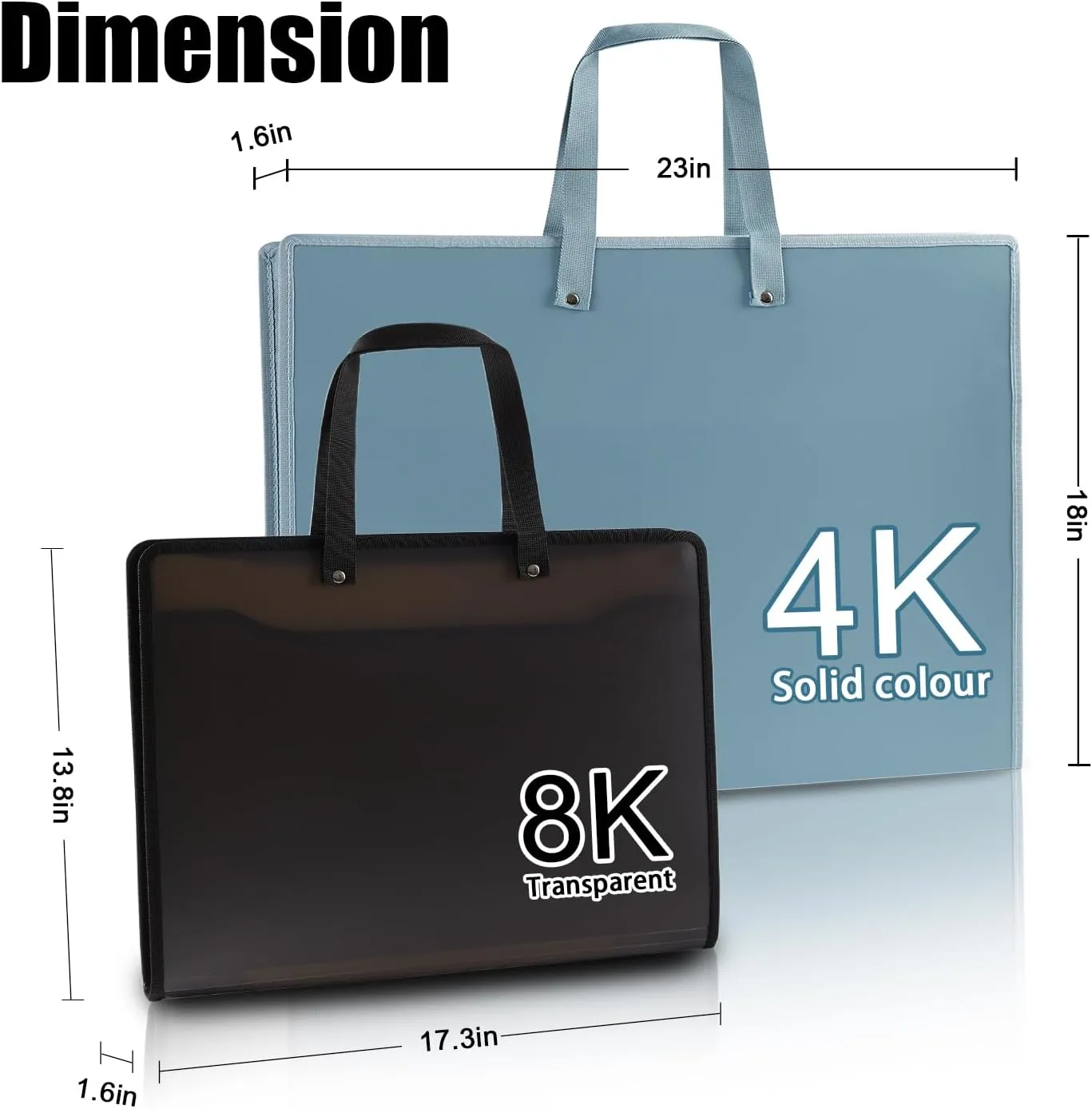 Art Bag Art Portfolio Bags (17.3 * 13.8inches) Storage Books for Art Portfolio Folder, Posters Storage Bag with Zipper and Handle Mesh Folder Organizers for Poster, Painting Black