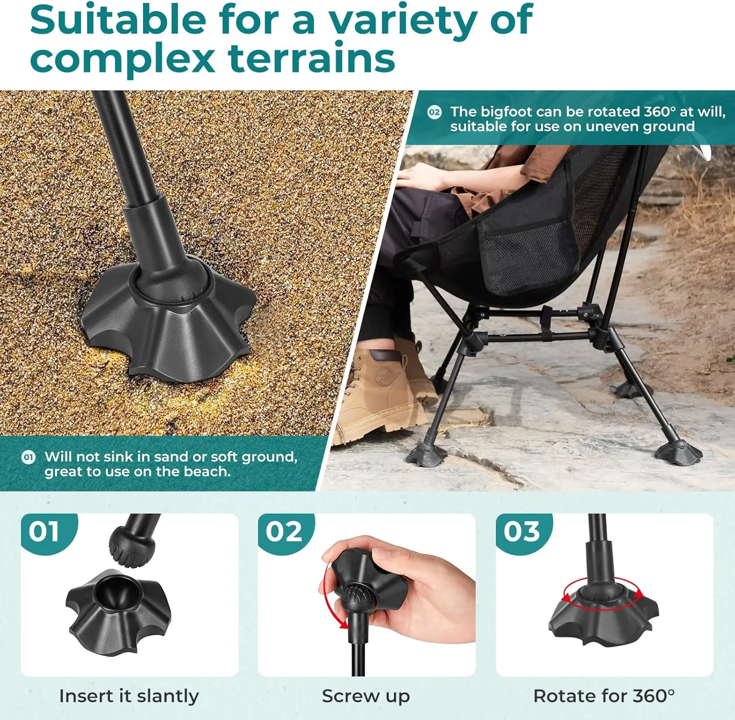ATEPA Backpacking Chair, Ultralight Folding Portable Small Camping Chairs for Adults Compact Foldable Beach Seat with Anti-Sinking Feet & Aluminum Frame for Outdoor Hiking Travel Fishing
