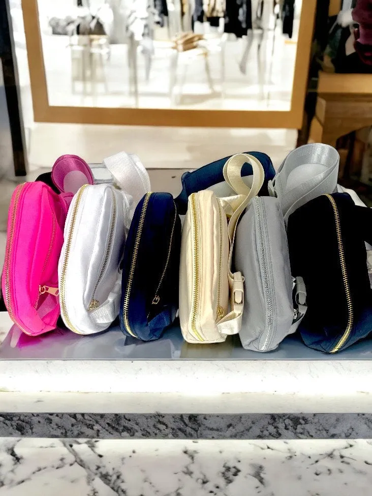 Athletic Fanny Pack - Nylon Belt Bag Women DIY Customizable With GlitteLetter Initial Patches - Patches - Travel - gym