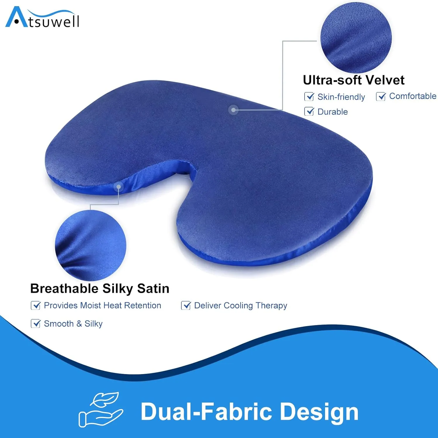 Atsuwell Sinus Mask, Warm Cold Compress Eye Mask for Dry Eyes, Weighted Eye Pillow Microwavable Face Heating Pad for Soothing Sinus Pressure and Relaxation, Blue