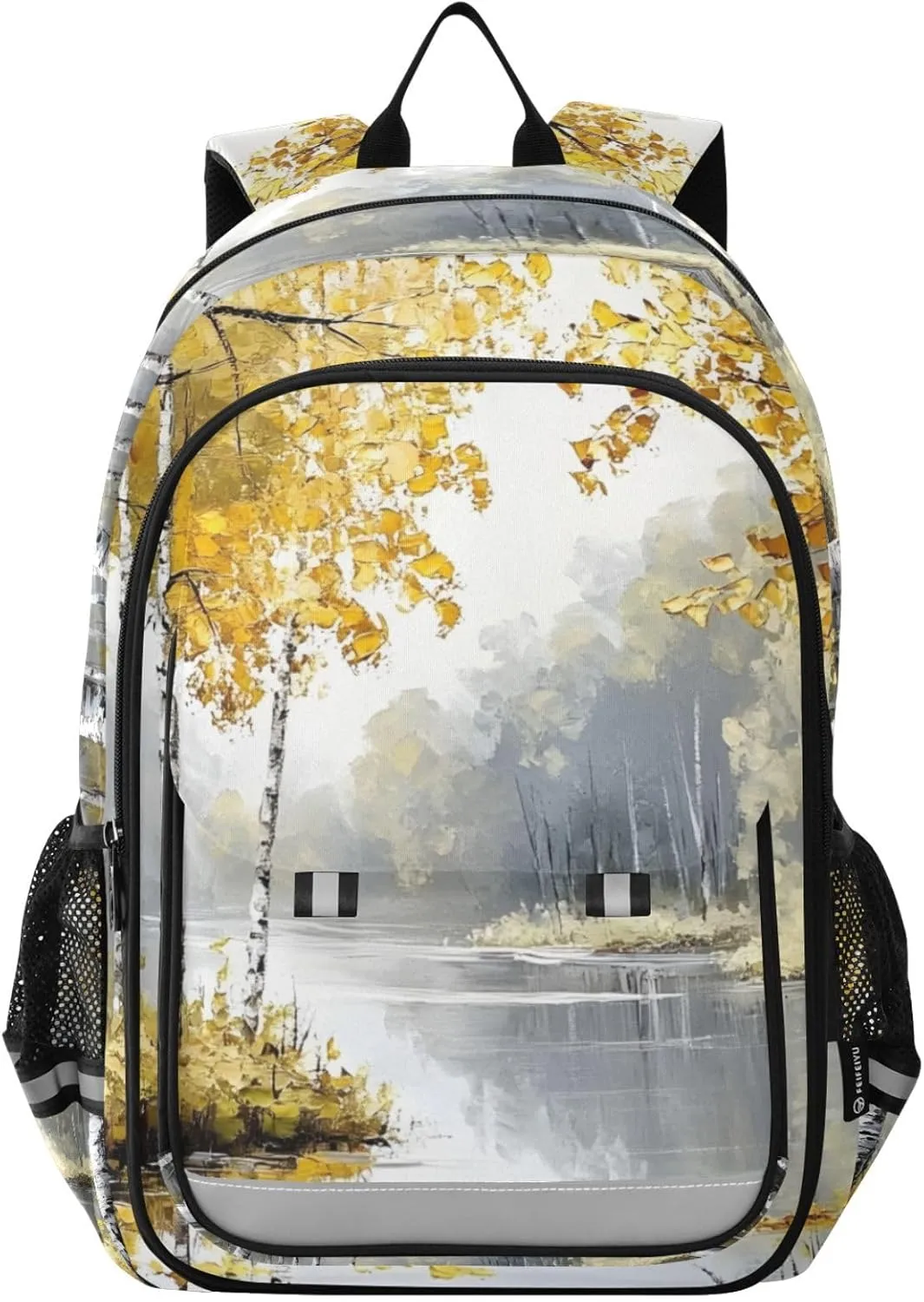Autumn Birch Tree Landscape Backpack Travel Laptop Daypack Shoulder Bag Book Bag Daypack with Reflective Strip 12.9 ×17.7 In