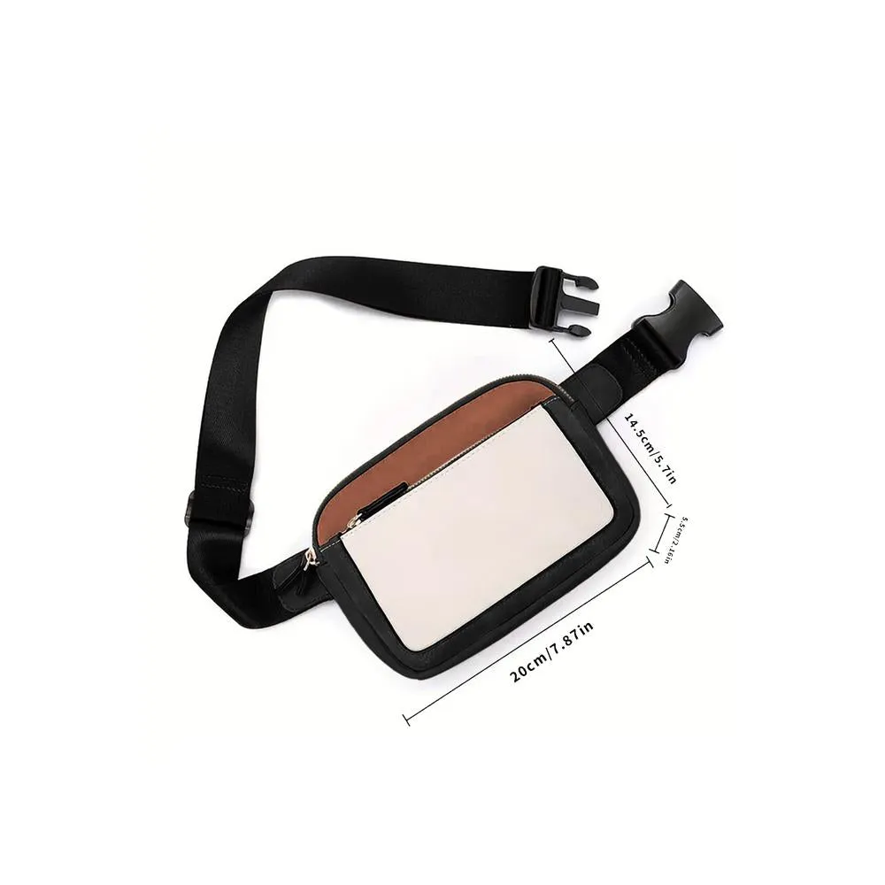 Azura Exchange White Leather Colorblock Zipped Removable Clip Crossbody Bag