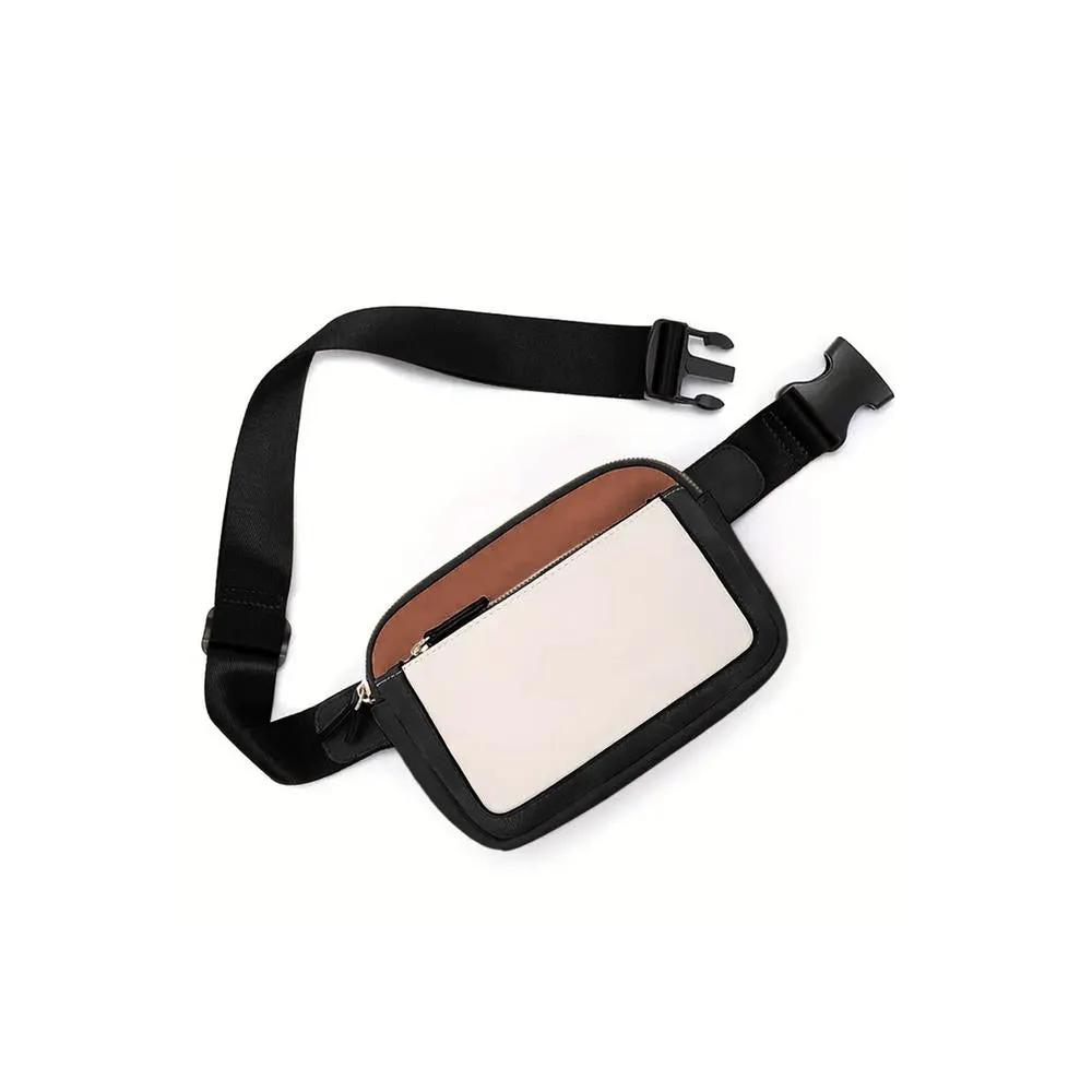 Azura Exchange White Leather Colorblock Zipped Removable Clip Crossbody Bag