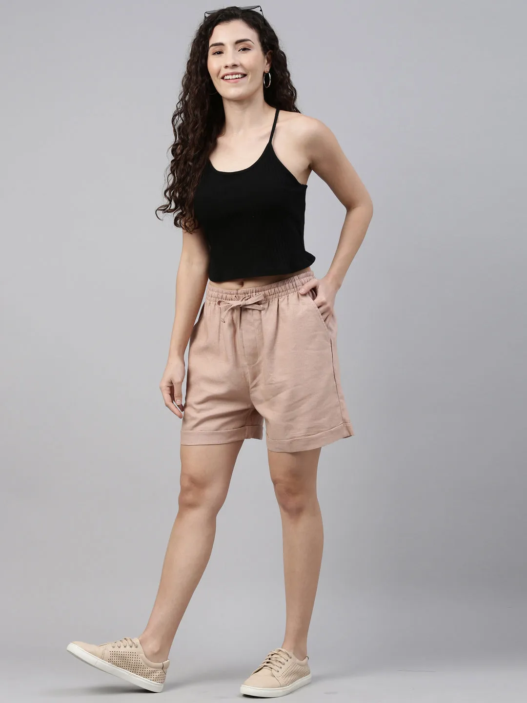 Baby Pink Linen Shorts