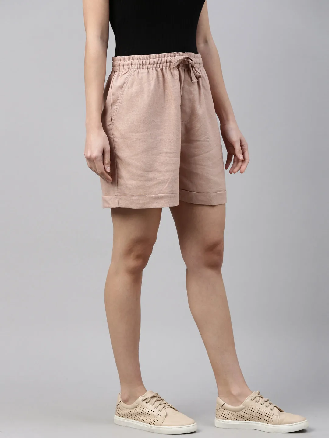 Baby Pink Linen Shorts