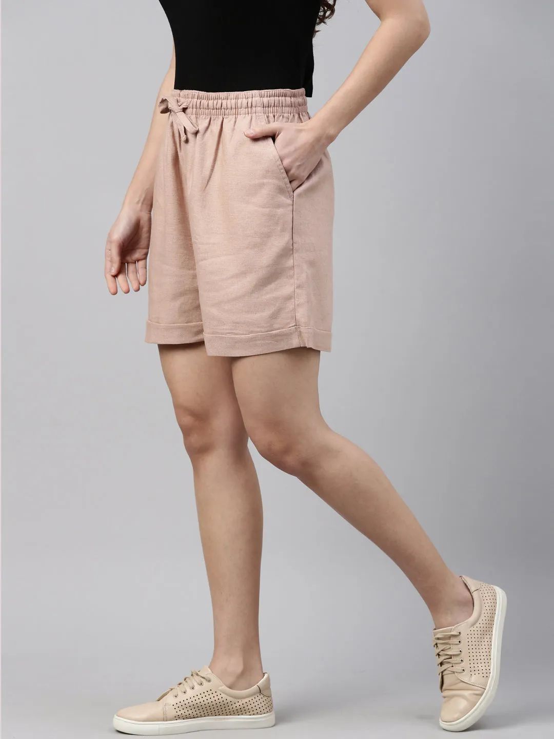 Baby Pink Linen Shorts