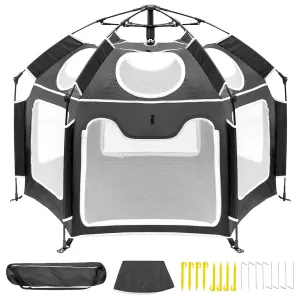 Baby Playpen with UV Canopy, Portable 1-Click Set Up Baby Tent, Toddler Play Yard for Indoor, Outdoor, Foldable Playpen for Beach, Camping, Home, Lightweight Versatile Toddler Tent, with Travel Bag