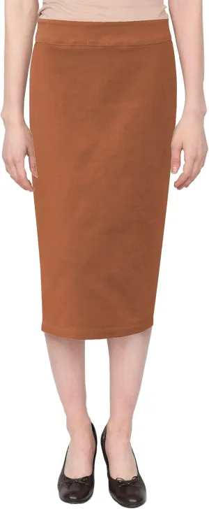 Baby'O Women's Basic Below The Knee Stretch Denim Pencil Skirt