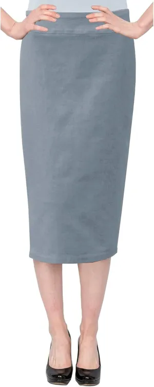 Baby'O Women's Basic Below The Knee Stretch Denim Pencil Skirt