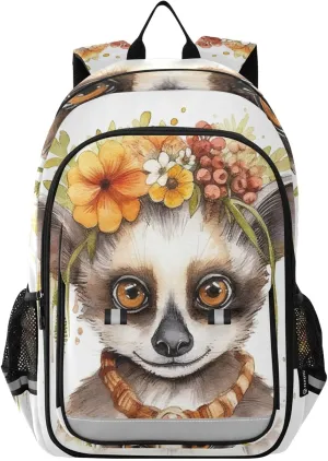 Backpack Animal Head Garland Travel Laptop Daypack Shoulder Bag Book Bag Daypack with Reflective Strip 12.9 ×17.7 In