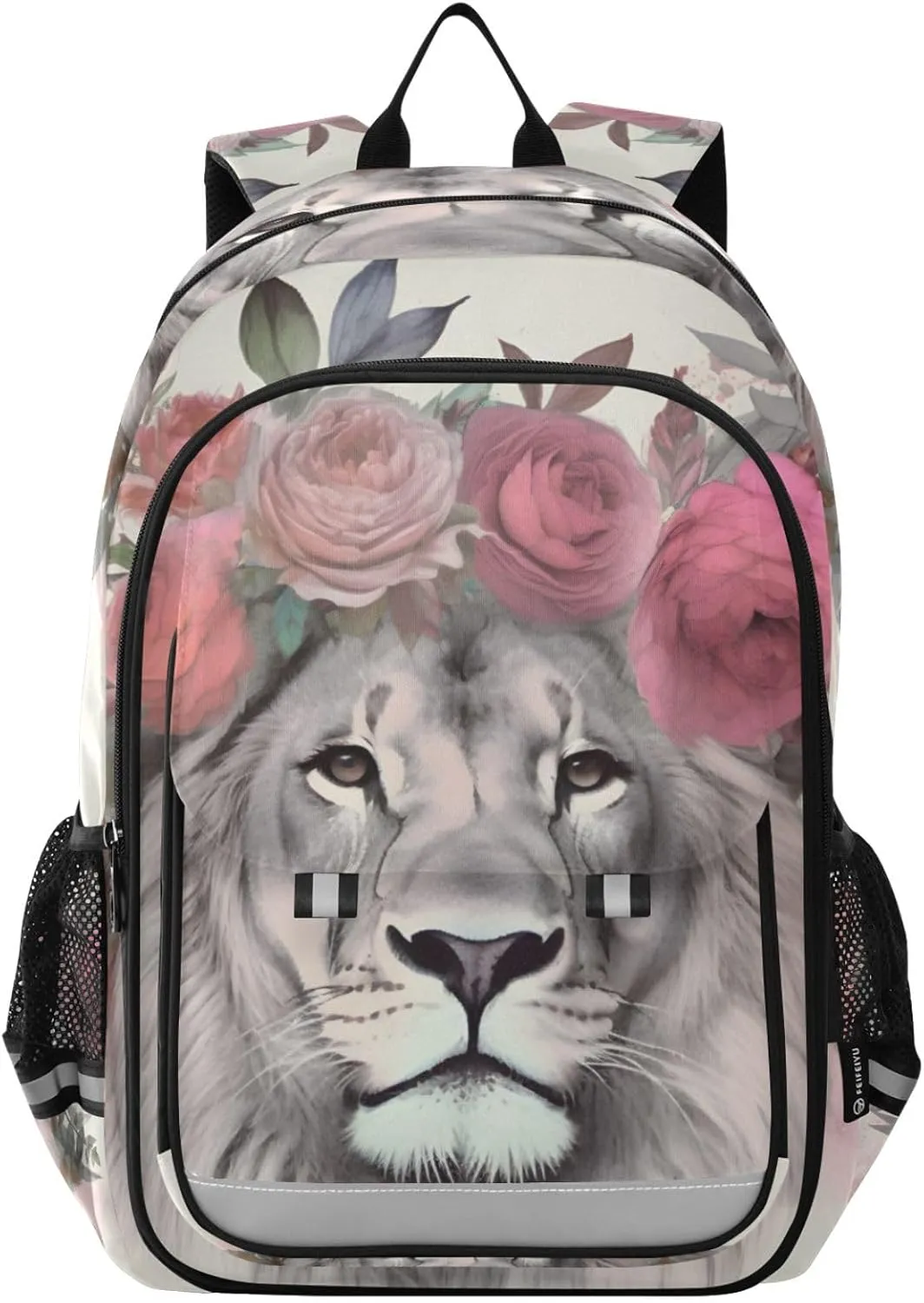 Backpack Lion Garland Watercolor Travel Laptop Daypack Shoulder Bag Book Bag Daypack with Reflective Strip 12.9 ×17.7 In