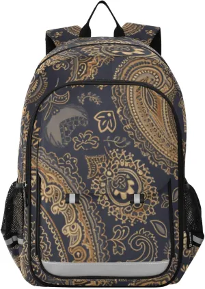Backpack Paisley Beautifully Merges Travel Laptop Daypack Shoulder Bag Book Bag Daypack with Reflective Strip 12.9 ×17.7 In