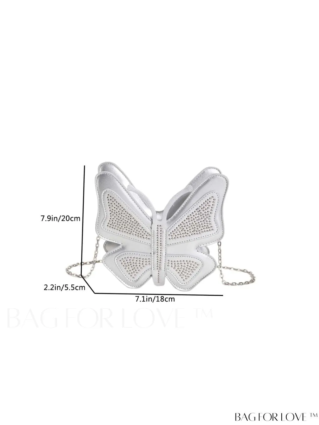 BagForLove - Rivet-Decorated Mini Butterfly PU Bag: Chic and Compact.