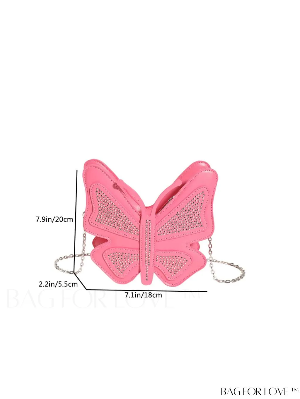 BagForLove - Rivet-Decorated Mini Butterfly PU Bag: Chic and Compact.