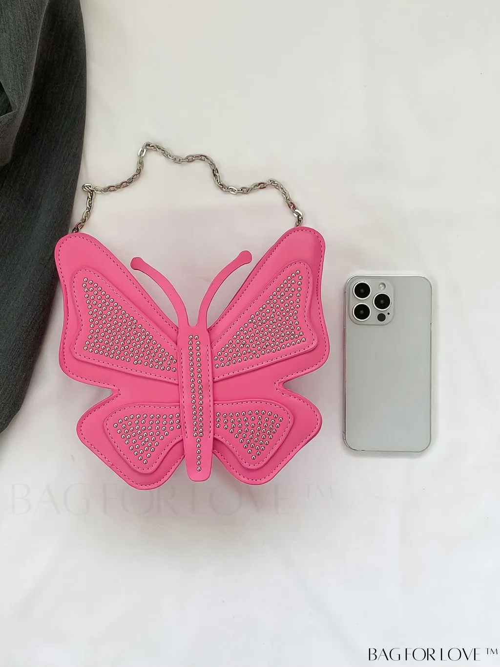 BagForLove - Rivet-Decorated Mini Butterfly PU Bag: Chic and Compact.