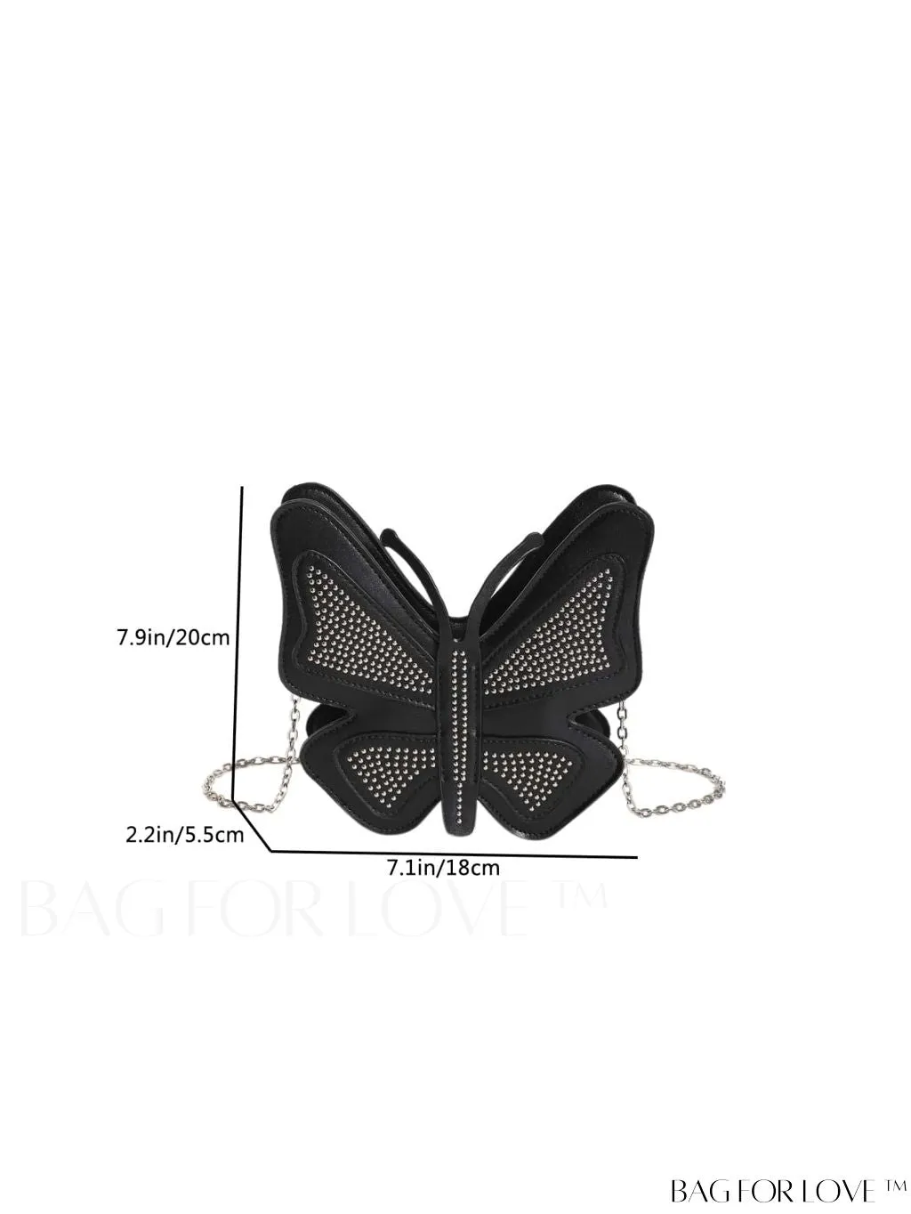 BagForLove - Rivet-Decorated Mini Butterfly PU Bag: Chic and Compact.
