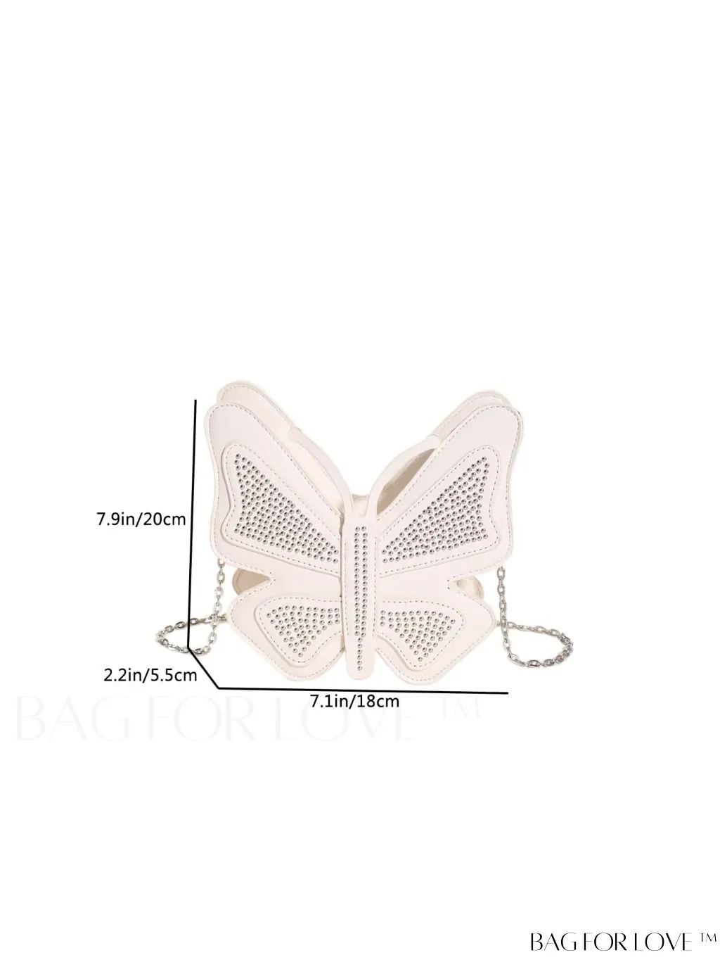 BagForLove - Rivet-Embellished Butterfly PU Handbag: Elegant and Chic
