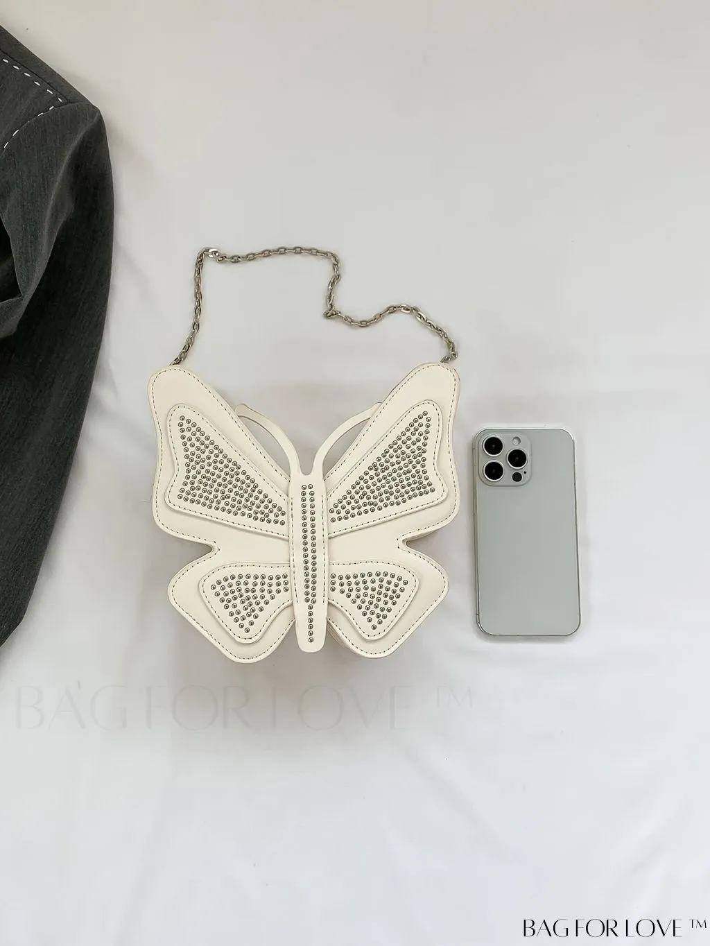 BagForLove - Rivet-Embellished Butterfly PU Handbag: Elegant and Chic