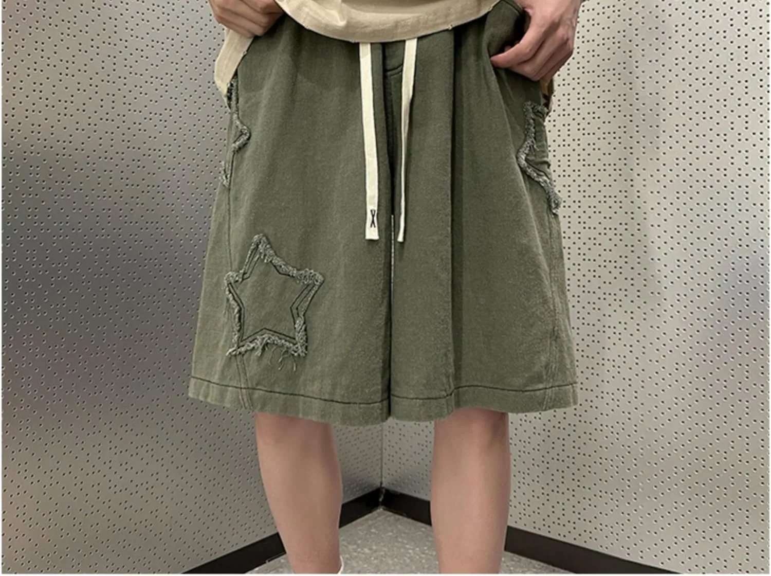 Baggy Jorts Y2K - Unisex Wash Star Jean Shorts Men Mid Thigh Denim Shorts Women, Casual Loose Fit Streetwear