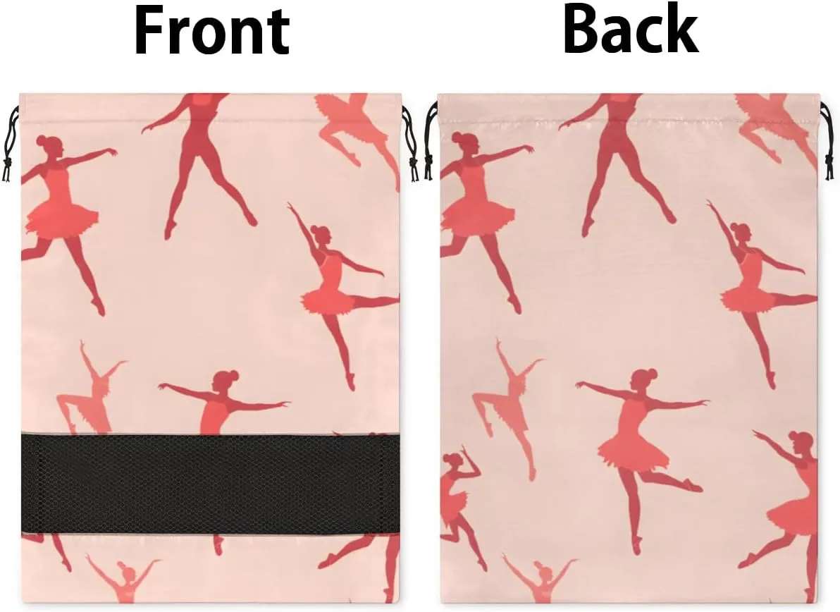 Ballet Dancer Portable Travel Shoe Bag Shoe Organizer Drawstring Travel Shoe Storage Bags Shoe Pouch for Men and Women 12.4 x 17 inch