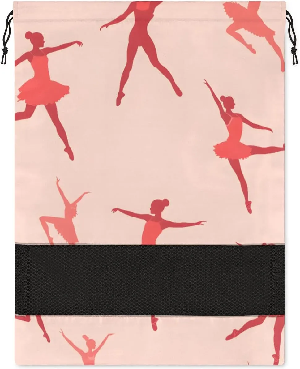 Ballet Dancer Portable Travel Shoe Bag Shoe Organizer Drawstring Travel Shoe Storage Bags Shoe Pouch for Men and Women 12.4 x 17 inch