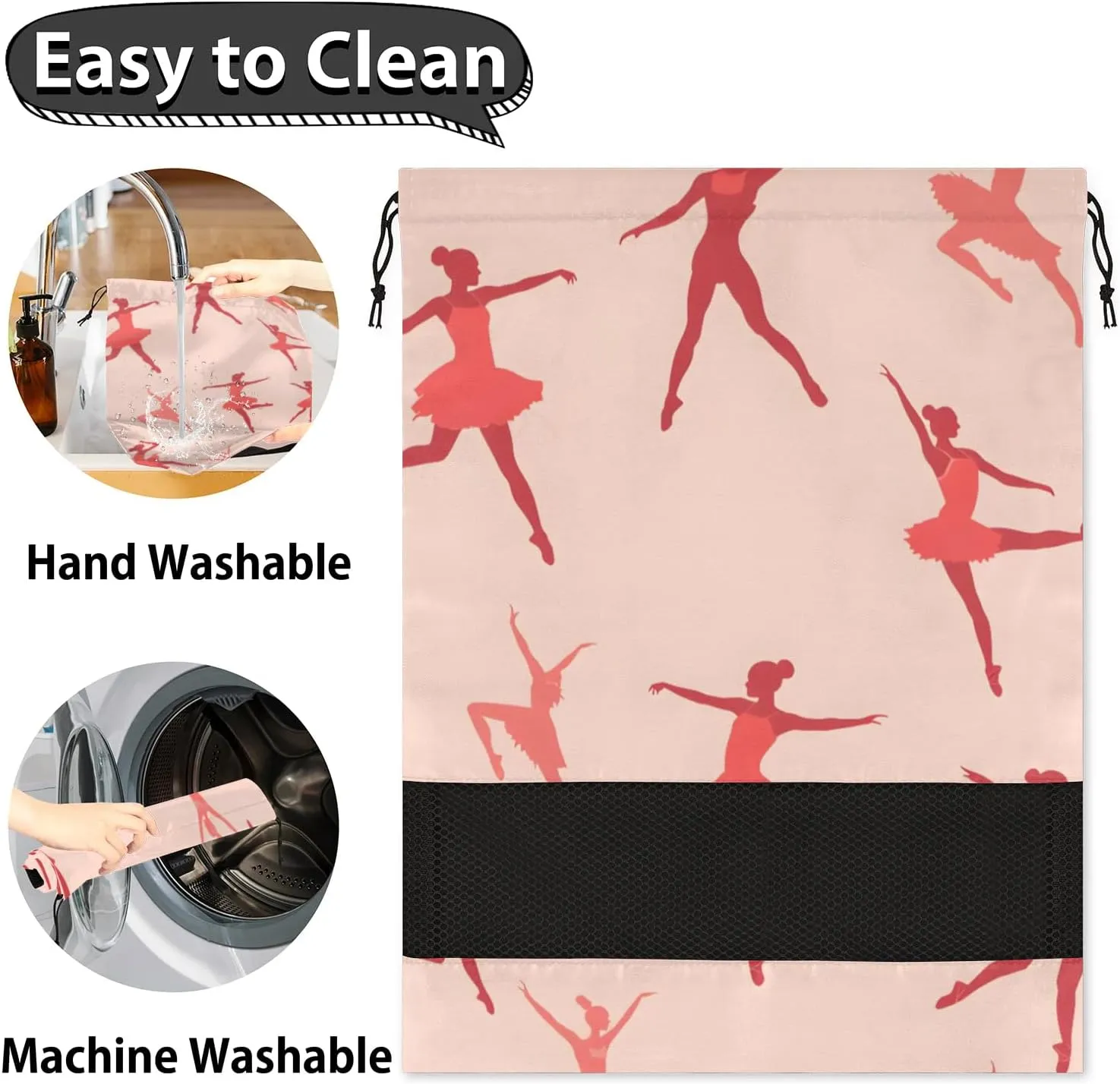 Ballet Dancer Portable Travel Shoe Bag Shoe Organizer Drawstring Travel Shoe Storage Bags Shoe Pouch for Men and Women 12.4 x 17 inch
