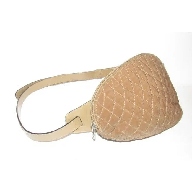 Bally Tan Gold Leather Chrome Belt Bag Fanny Pack Wallet