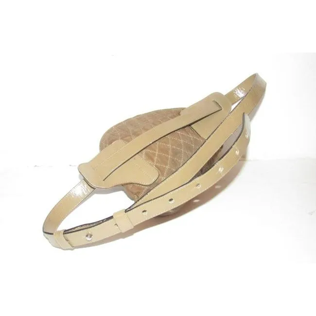 Bally Tan Gold Leather Chrome Belt Bag Fanny Pack Wallet