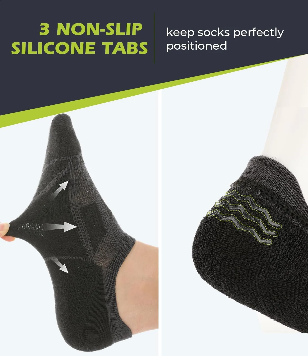 BAMBOO COOL Men's No-Show Socks Low Cut Breathable Moisture-Wicking Socks Non Slip Running Workout casual, 6 Packs